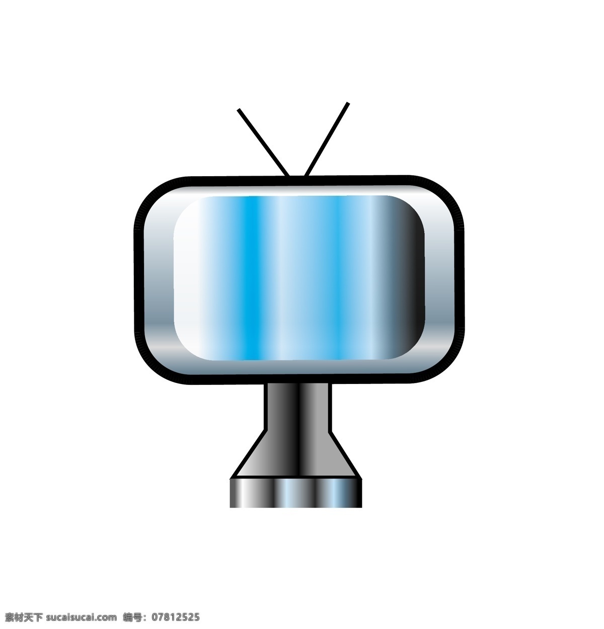卡通 老式 电视机 插画 卡通电视机 天线电视机 黑白电视机 迷你电视机 蓝色屏幕 台式电视