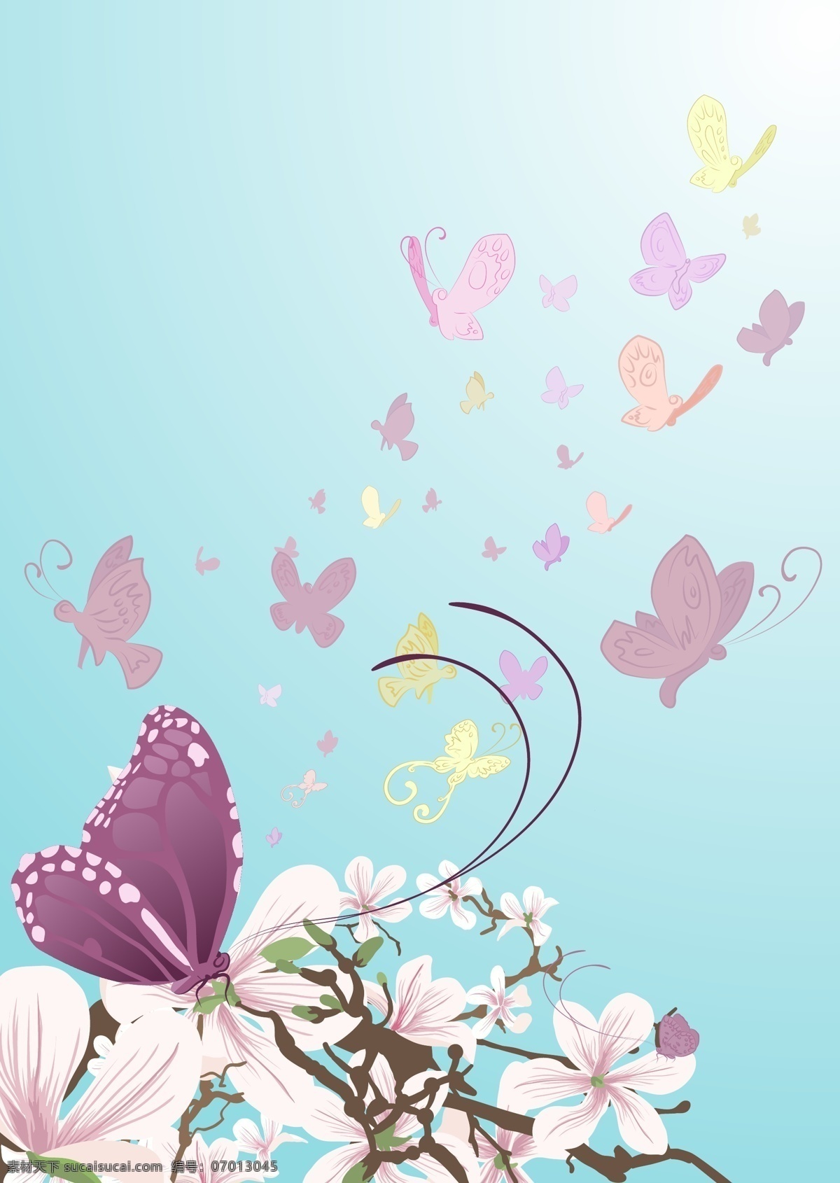 紫色 蝴蝶 花朵 矢量 矢量图 花纹花边