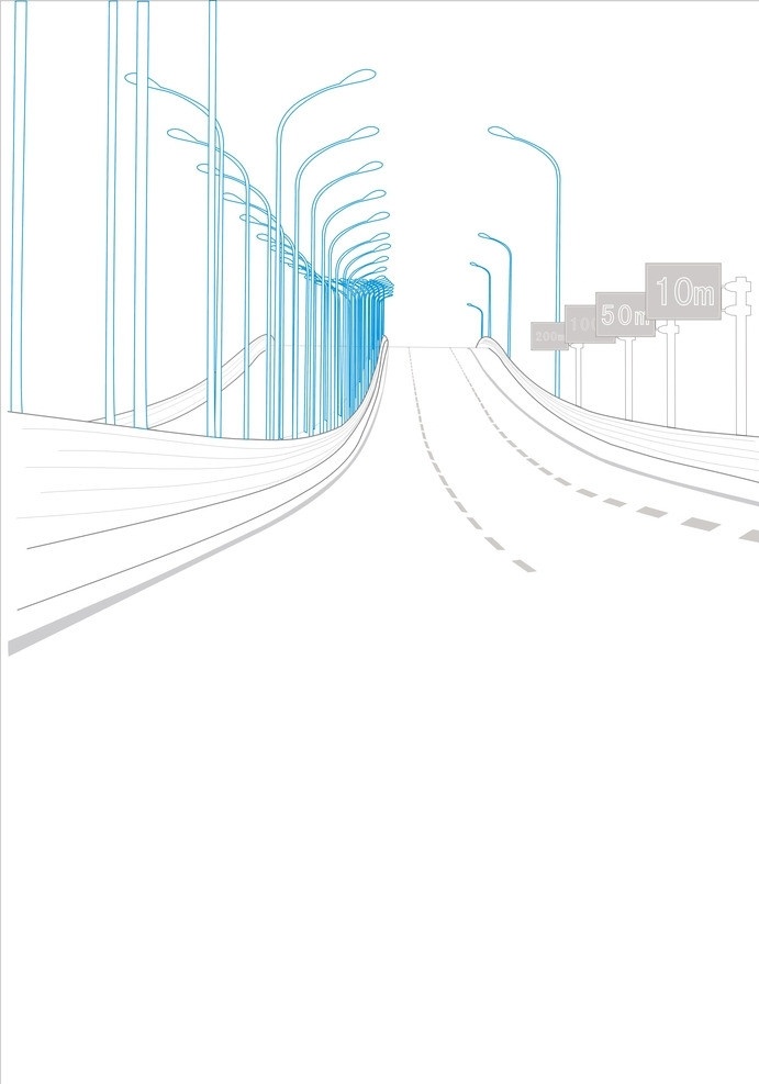 手绘路灯 手绘 路灯 马路 景观 高速路段 手绘图 矢量素材 其他矢量 矢量