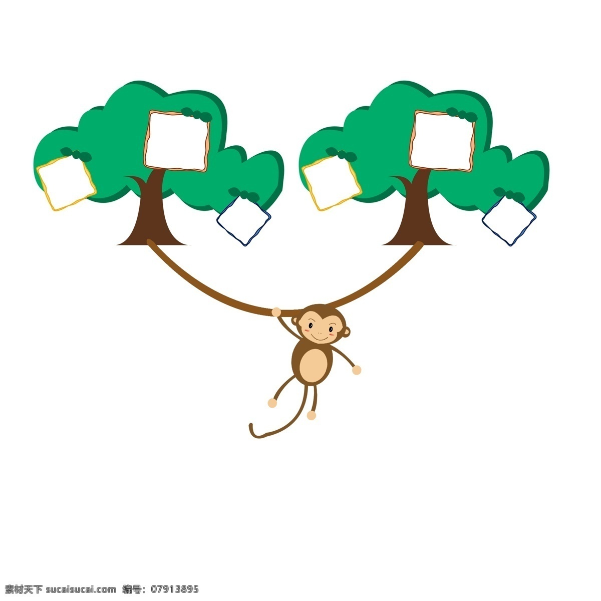 树木 相框 卡通 插画 绿色的相框 卡通插画 相框插画 框架 框子 框框 简易相框 高大的树木
