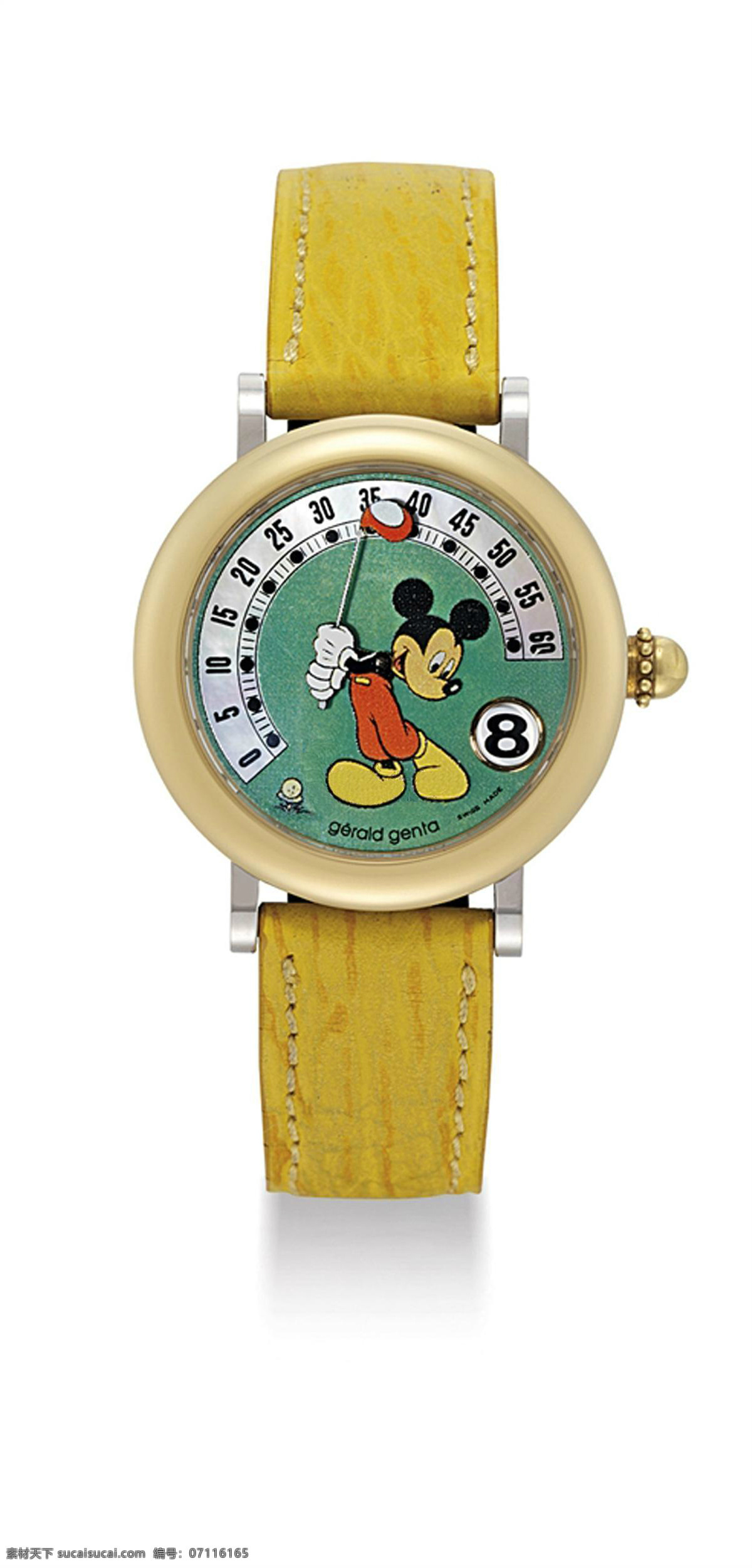 尊达 gerald genta 手表 表框镀金 米老鼠 卡通版 日历显示 石英表机芯 原配表带 女生款手表 瑞士制造 国内外钟表 生活素材 生活百科