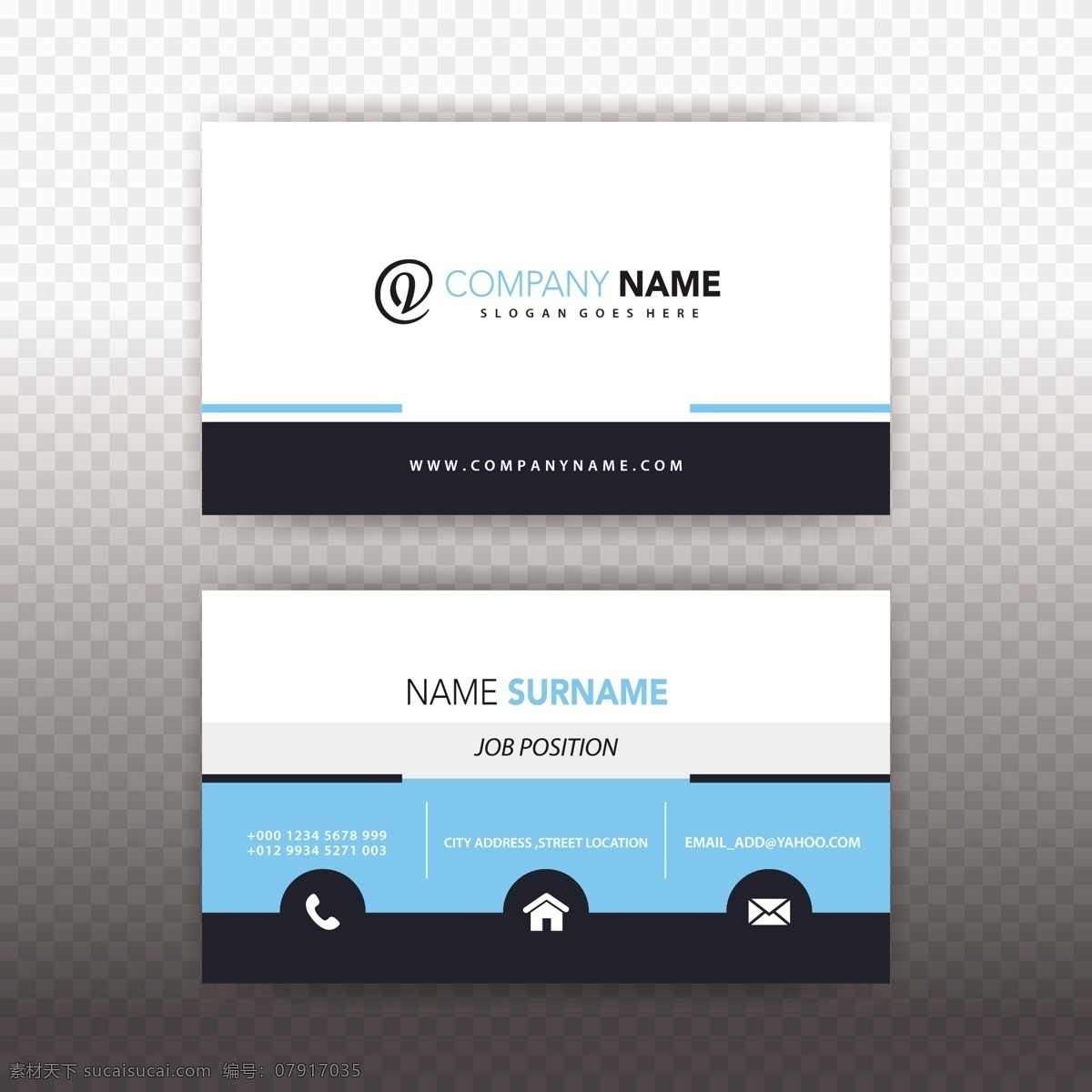 蓝白名片 商标 名片 商务 抽象 卡片 模板 蓝色 办公室 展示 文具 公司 抽象标志 企业标识 品牌 现代 白色 身份