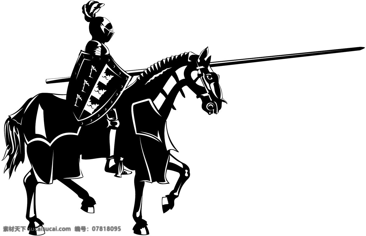 骑士插画 骑士 插画 模板下载 勇士 古代骑士 卡通骑士 战马 盔甲 长矛 卡通形象 矢量人物 矢量素材 白色