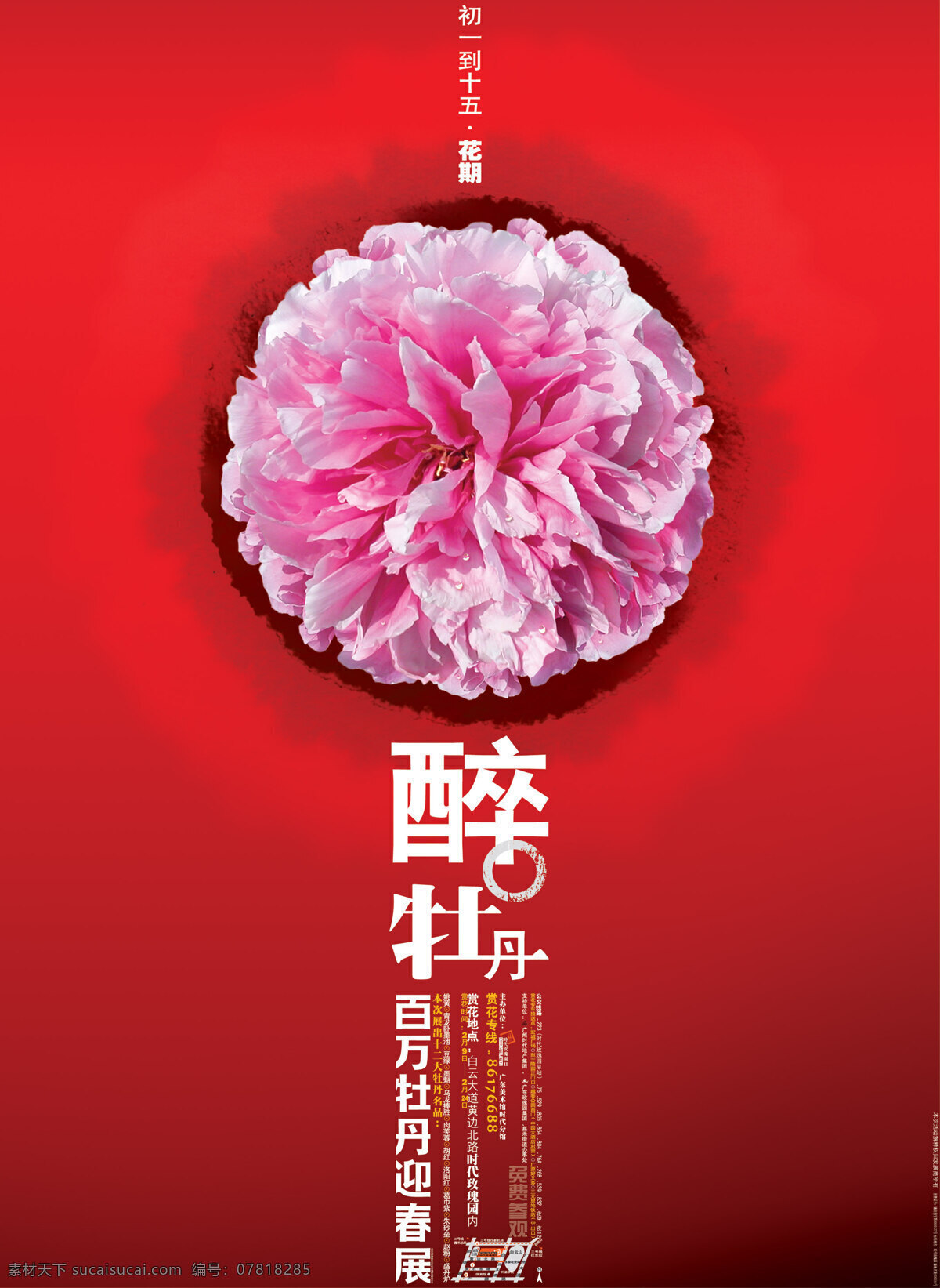 时代玫瑰园 海报牡丹节 设计素材 房地产业 平面创意 平面设计 红色