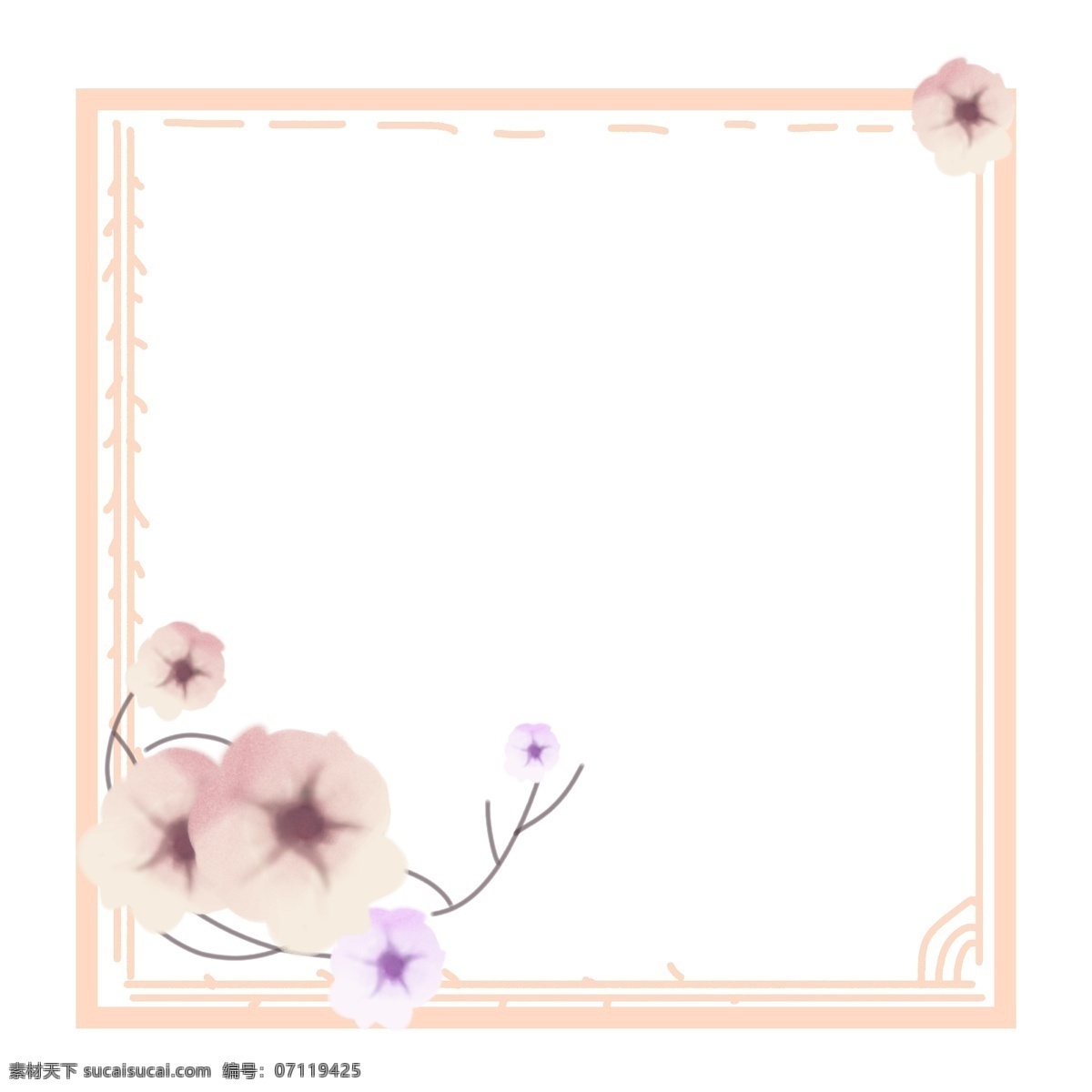 浅 粉色 棉花 浅色 边框 浅粉色棉花 紫色 浅色边框 花朵 手绘 少女粉 粉嫩的鲜花 花朵组合 小清新