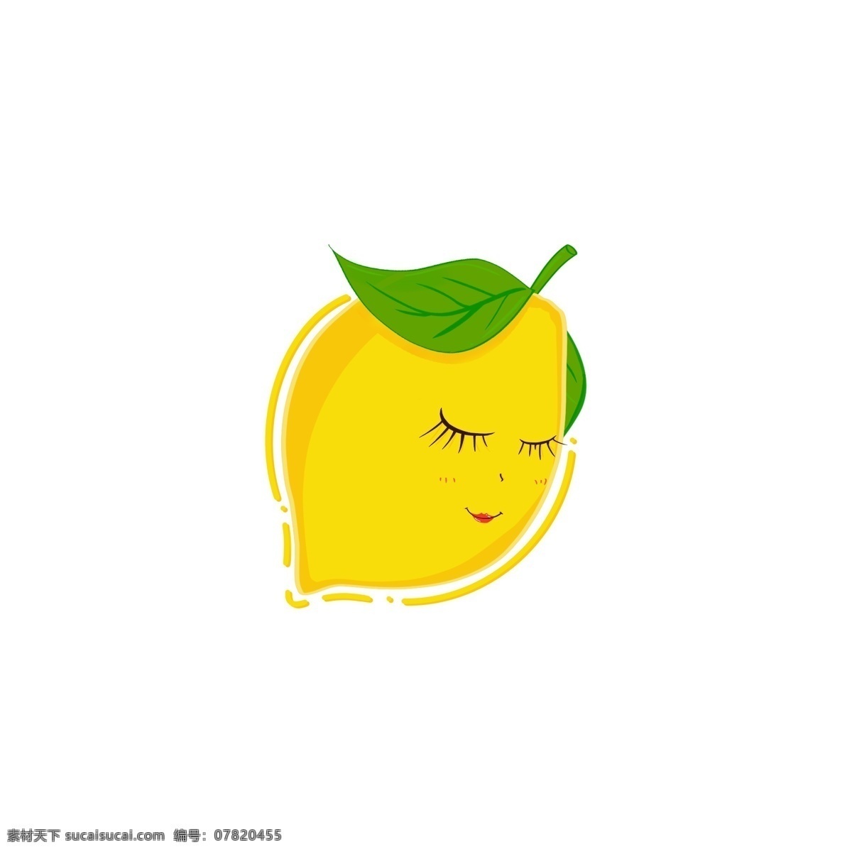 水果 柠檬 害羞 笑脸 黄色 卡通