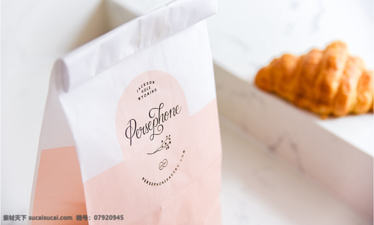 面包 糕点 包装袋 纸包装 小清新 白色 肉粉色 手提袋 面包袋 包装设计