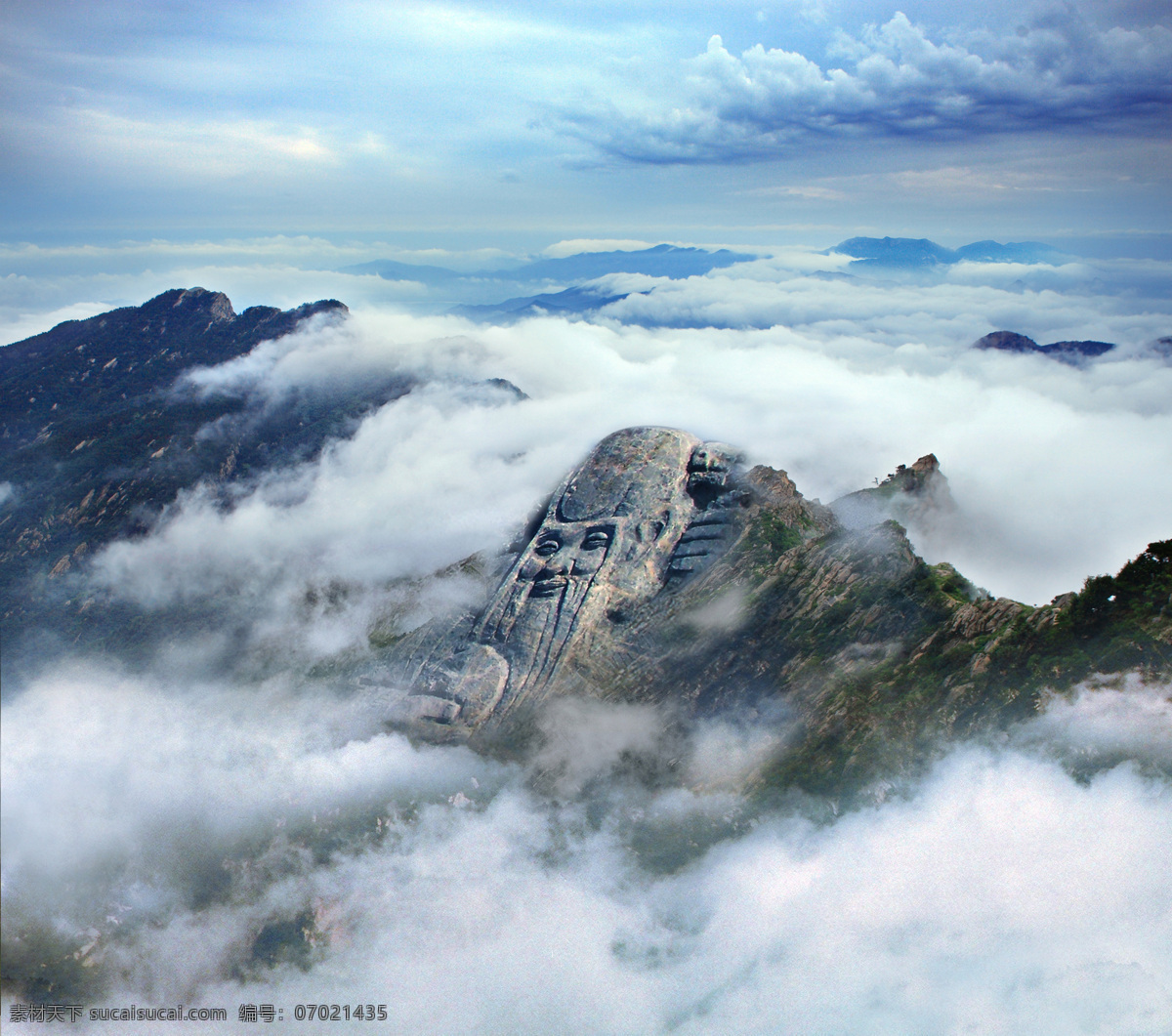 蒙山寿星 山 云 天空 绿色植物 自然风景 自然景观