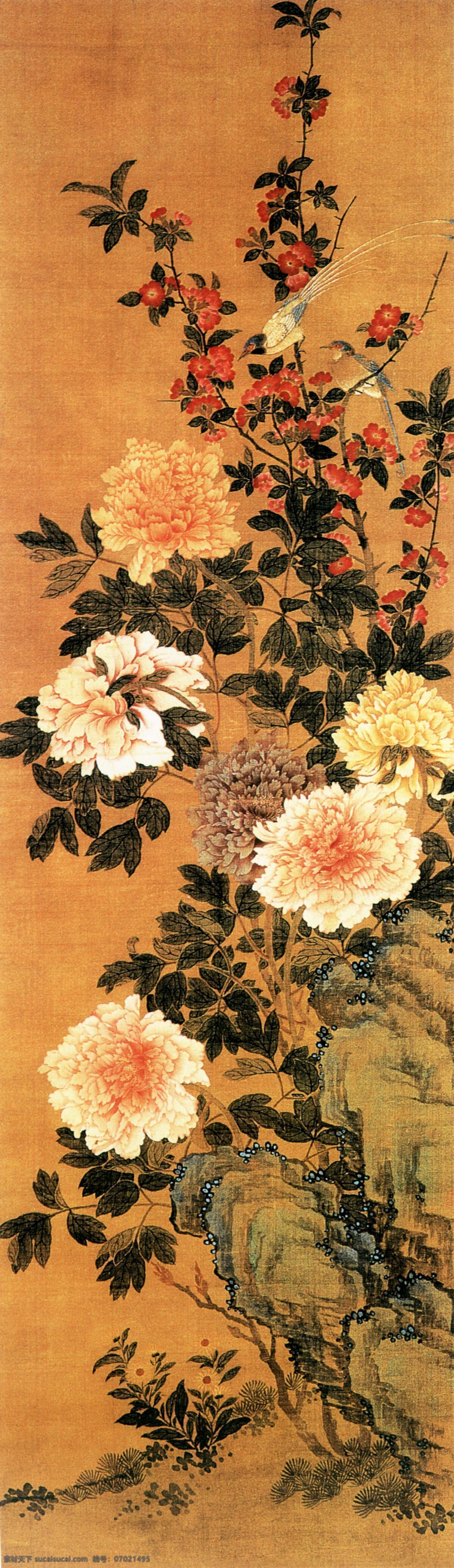 牡丹 花开 争艳 工笔 国画 花鸟 名画 水墨 写意 中国画 牡丹花开争艳 中华传世国画 文化艺术
