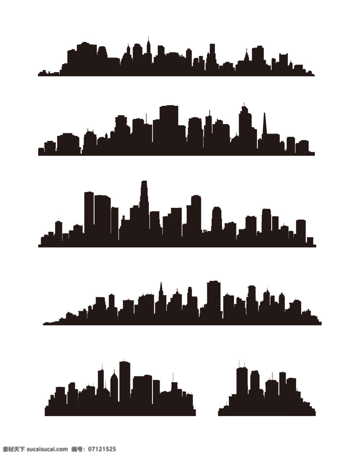 建筑剪影 城市 剪影 建筑图标 功能性建筑 城市建筑 建筑素材 黑白 高楼大厦