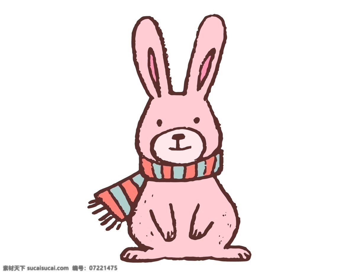 卡通 粉色 小 兔子 元素 小清新 围巾 保暖 冬季 手绘 粉色小兔子 ai元素 矢量元素