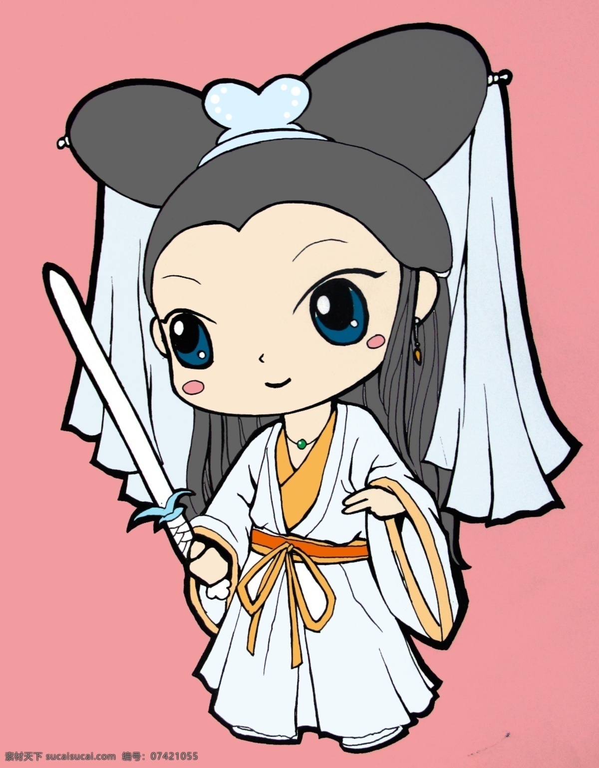 动漫人物 白素贞 动漫 动画 插画 卡通 人物 白娘子 分层 源文件