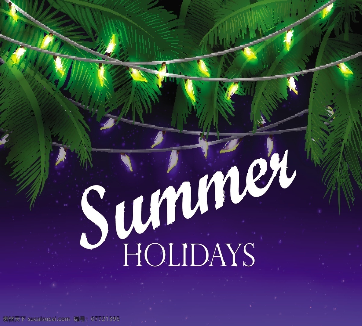 夏日 假期 彩灯 串 装饰 棕榈树 矢量图 植物 背景 夏天 装修 底纹