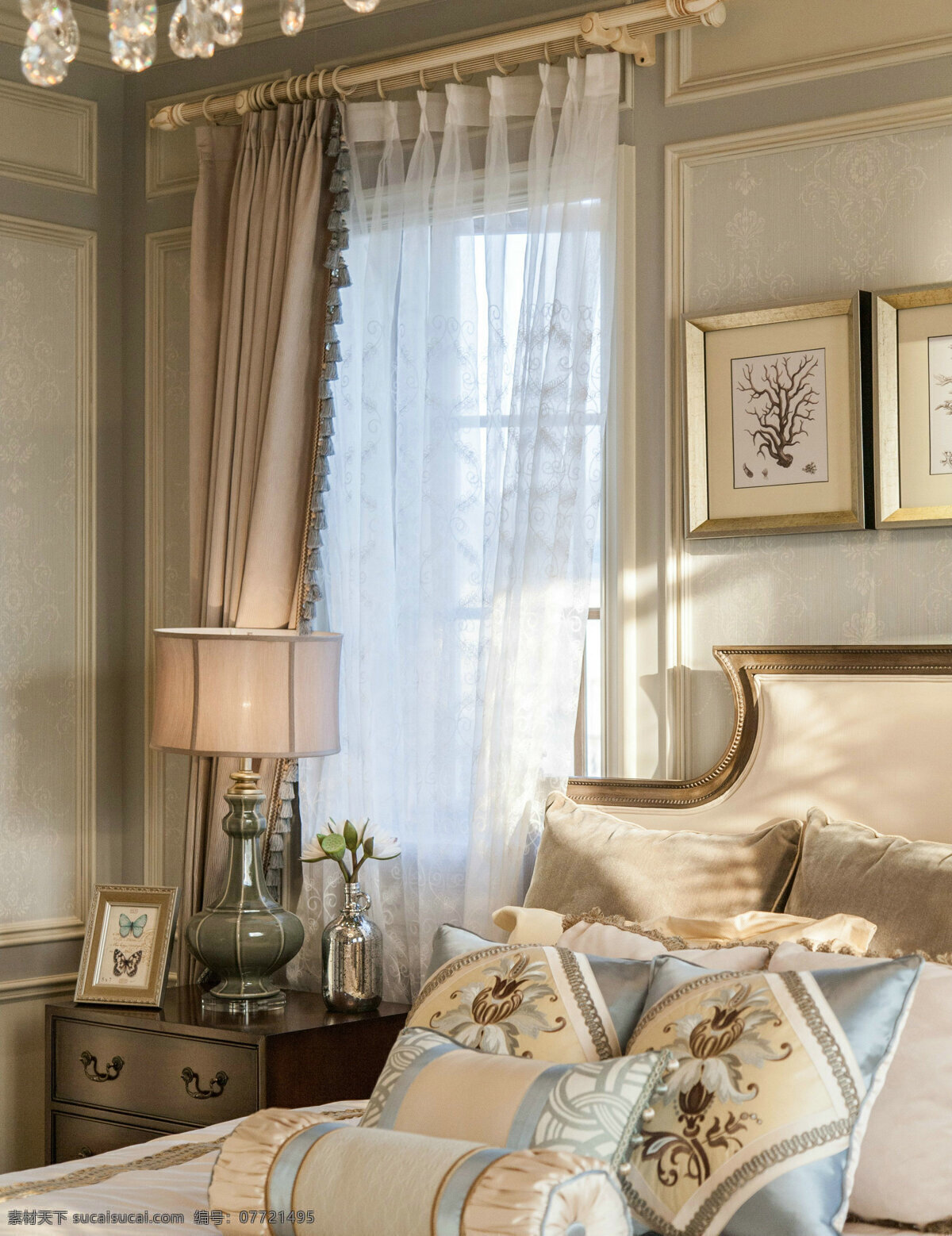 欧式 典雅 时尚 卧室 纱窗 装修 效果图 玄关