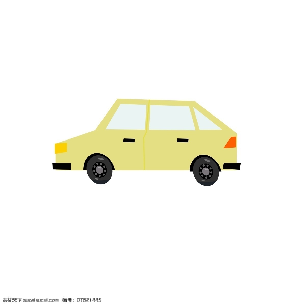 小汽车 双排 小型 客车 黄色 四轮 轮胎 开门 彩色 通用 便利