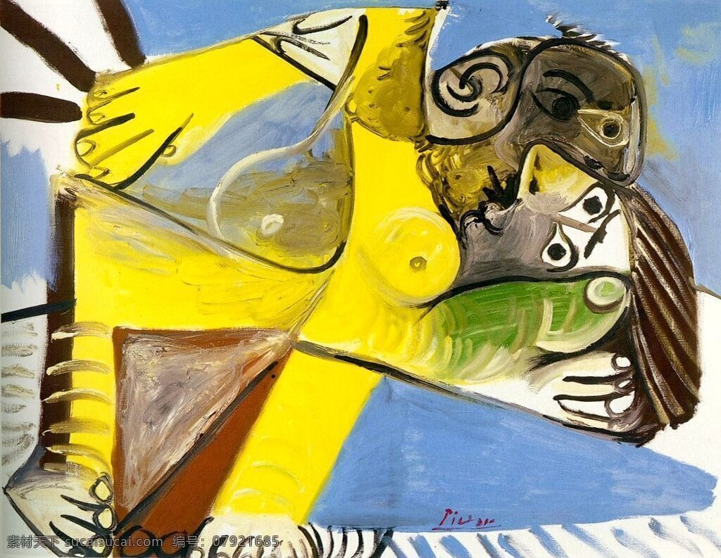 西班牙 画家 巴勃罗 毕加索 抽象 油画 人物 人体 装饰画 couple 1969 装饰素材