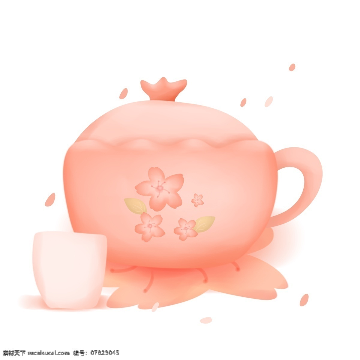 樱花 季 粉色 水壶 盖碗 日式 创意 陶瓷 樱花季 生活 茶杯 樱花瓣 杯垫 装饰 家居