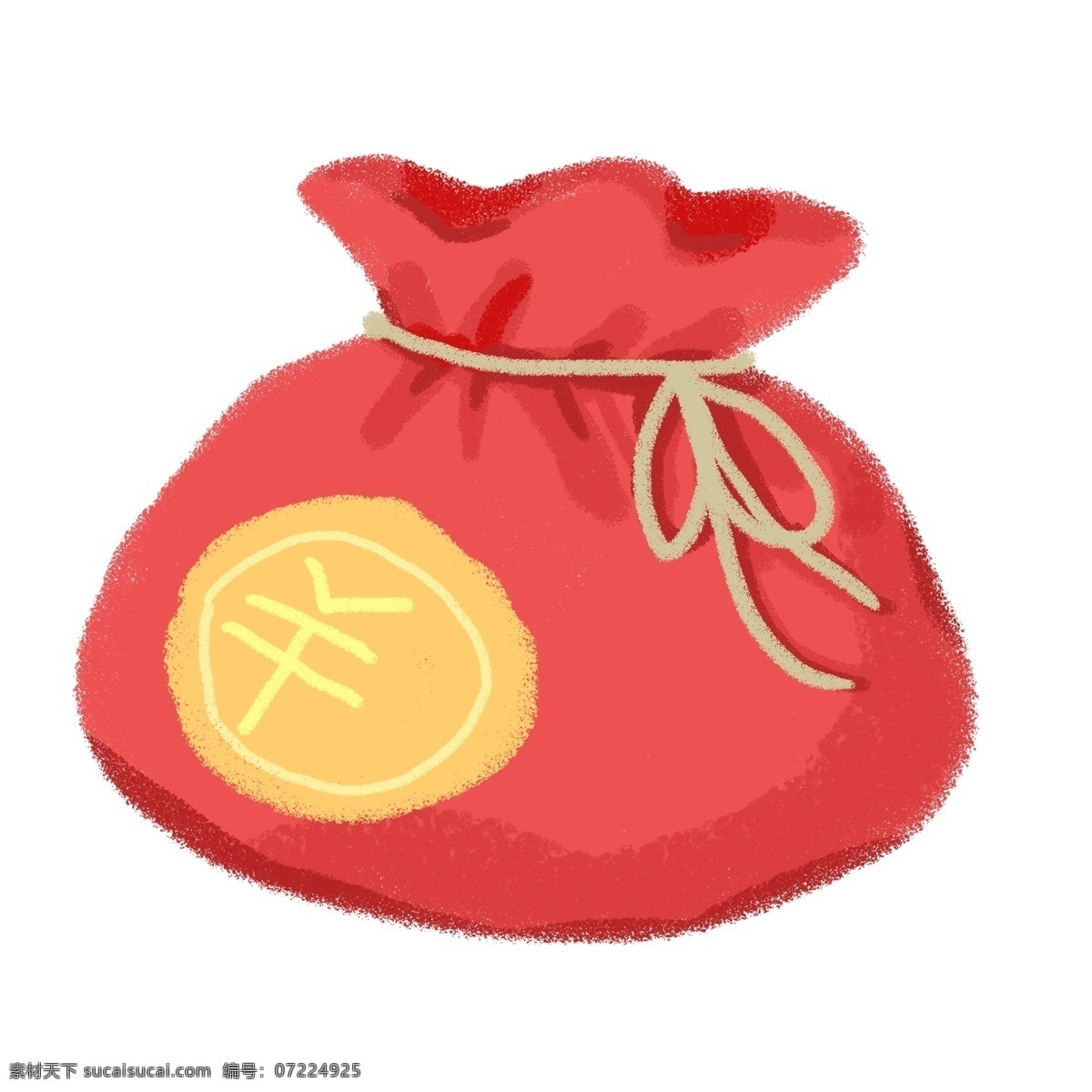 手绘 精致 粉笔 新年 红包 福 袋 手 账 商用 贴图 元素 福袋 红色 喜庆 粉笔画 手账
