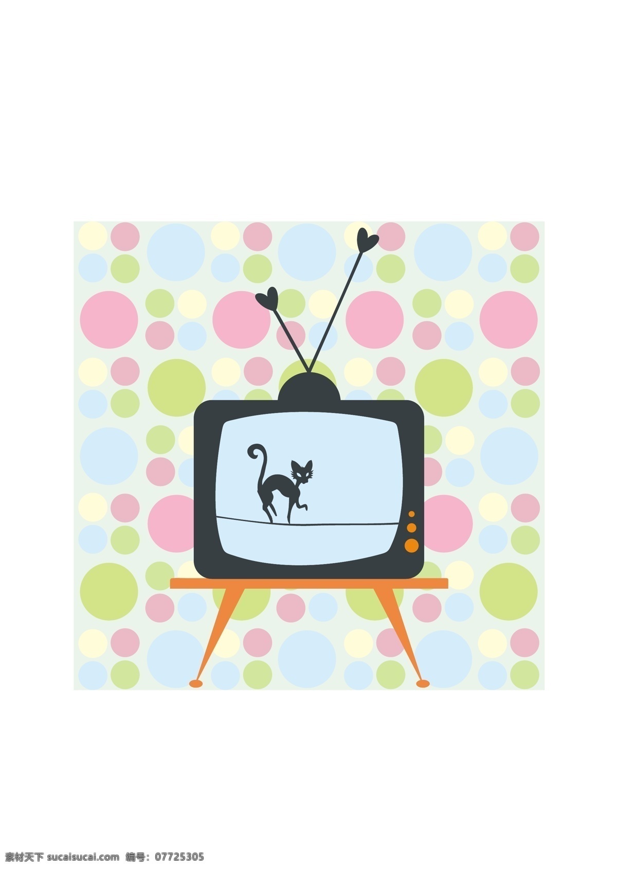 电视 里 的卡 通 猫 广告 韩国 卡通 欧美 平面 矢量 矢量图
