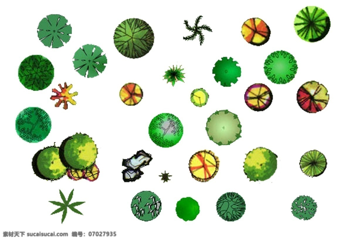 彩色 平面 树 分层 图 彩色平面树木 植物 cad 色彩 平面图 环境设计 园林设计 园林 手绘 源文件库