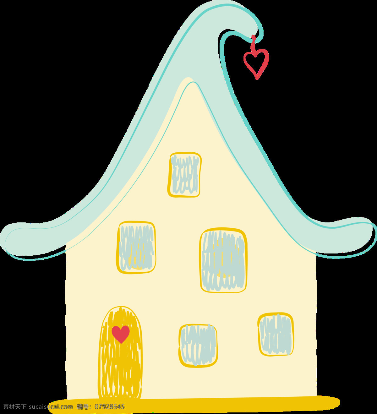 儿童绘画 房屋 透明 儿童 绘画 卡通 抠图专用 装饰 设计素材