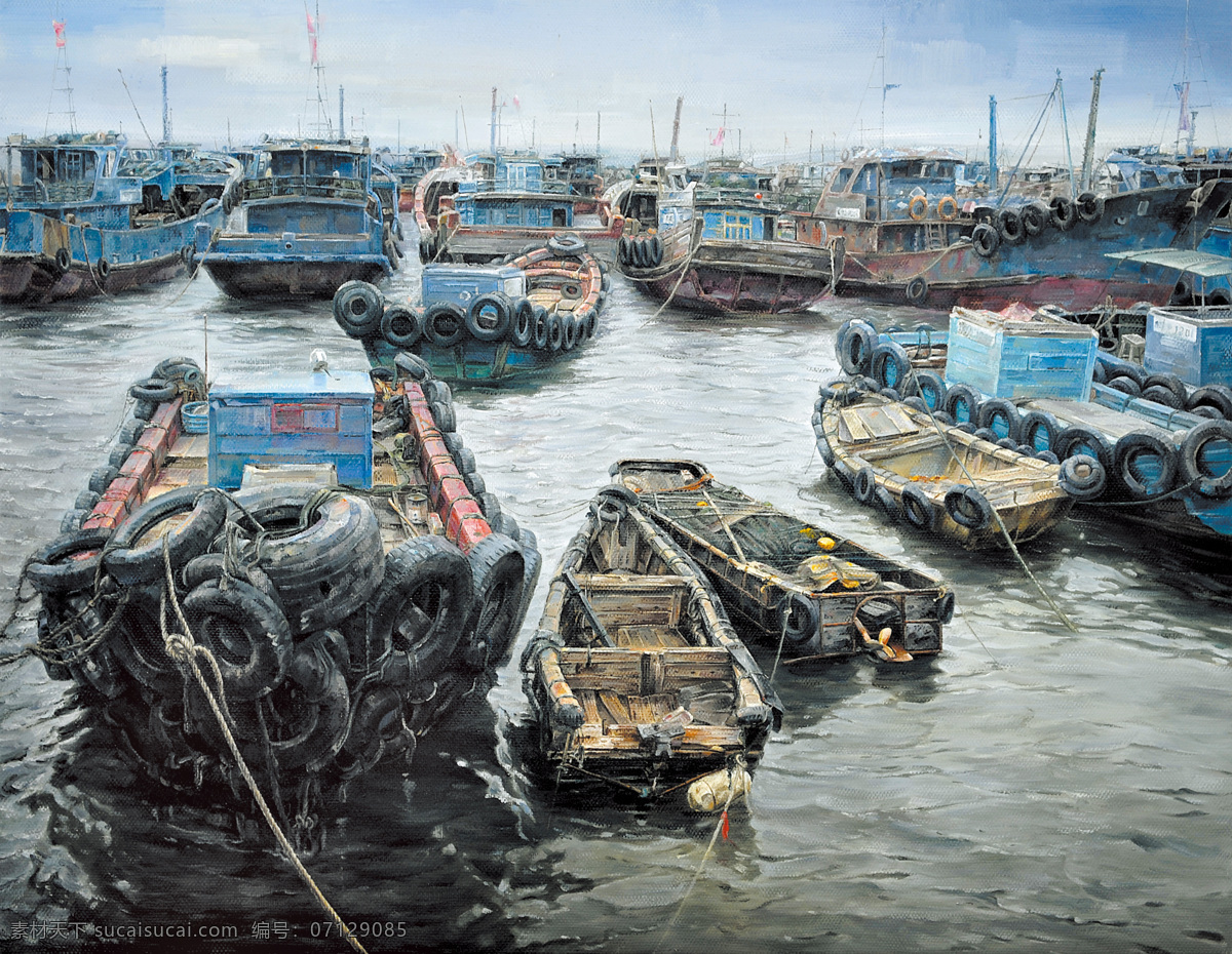 船 高清风景油画 美术绘画 手绘油画 文化艺术 写实油画 油画 高清 风景 装饰画 破船油画 油画集 装饰素材