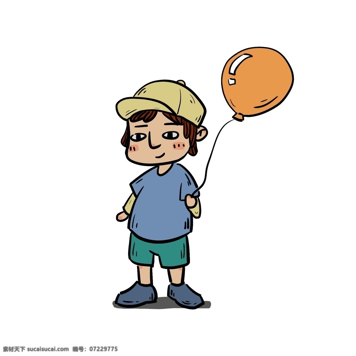 人物 气球 小 男孩 儿童 元素 小男孩 手绘