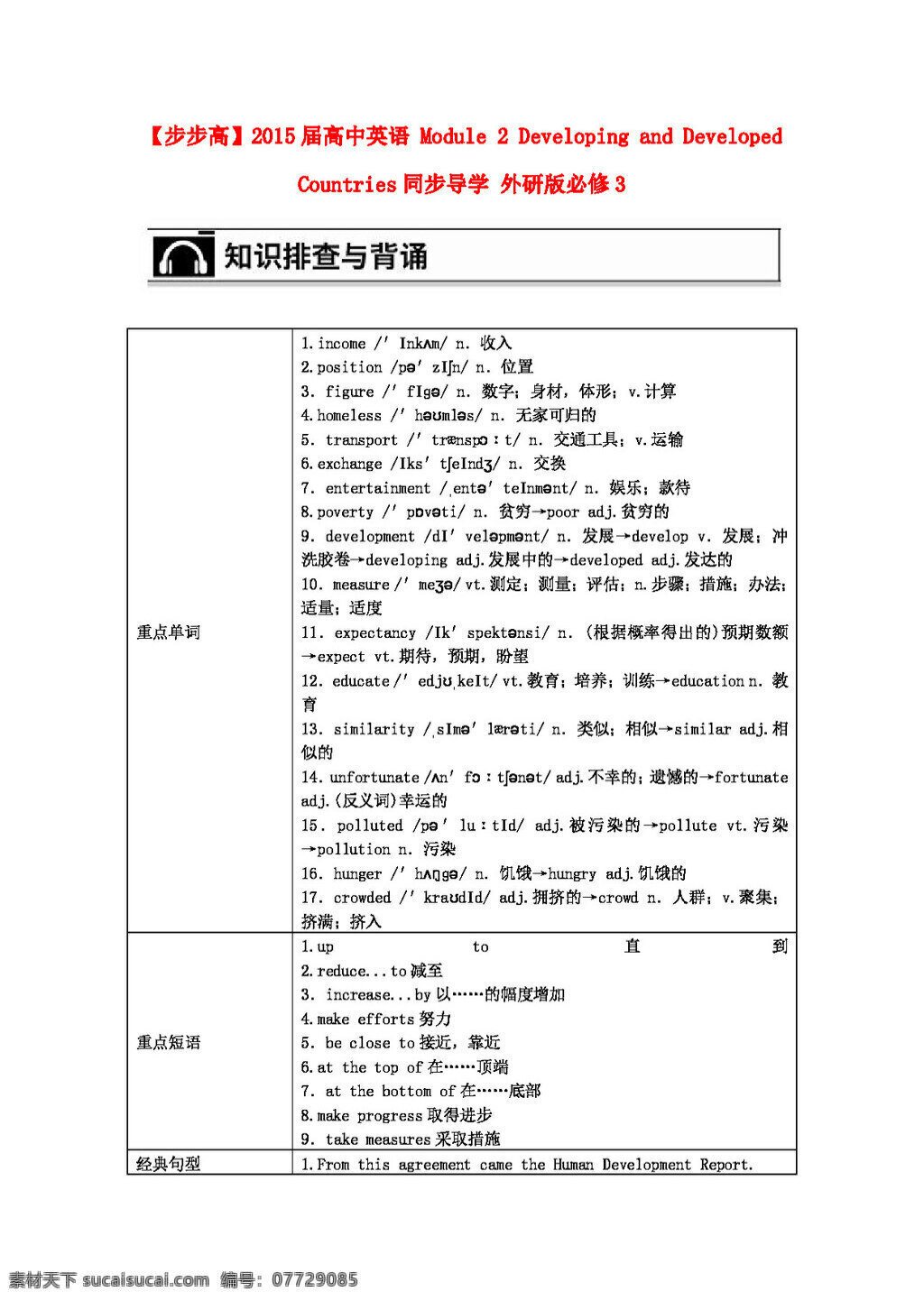 英语 外 研 版 高考 module developing and developed countries 同步 导 学 外研版必修3 必修3 外研版 学案