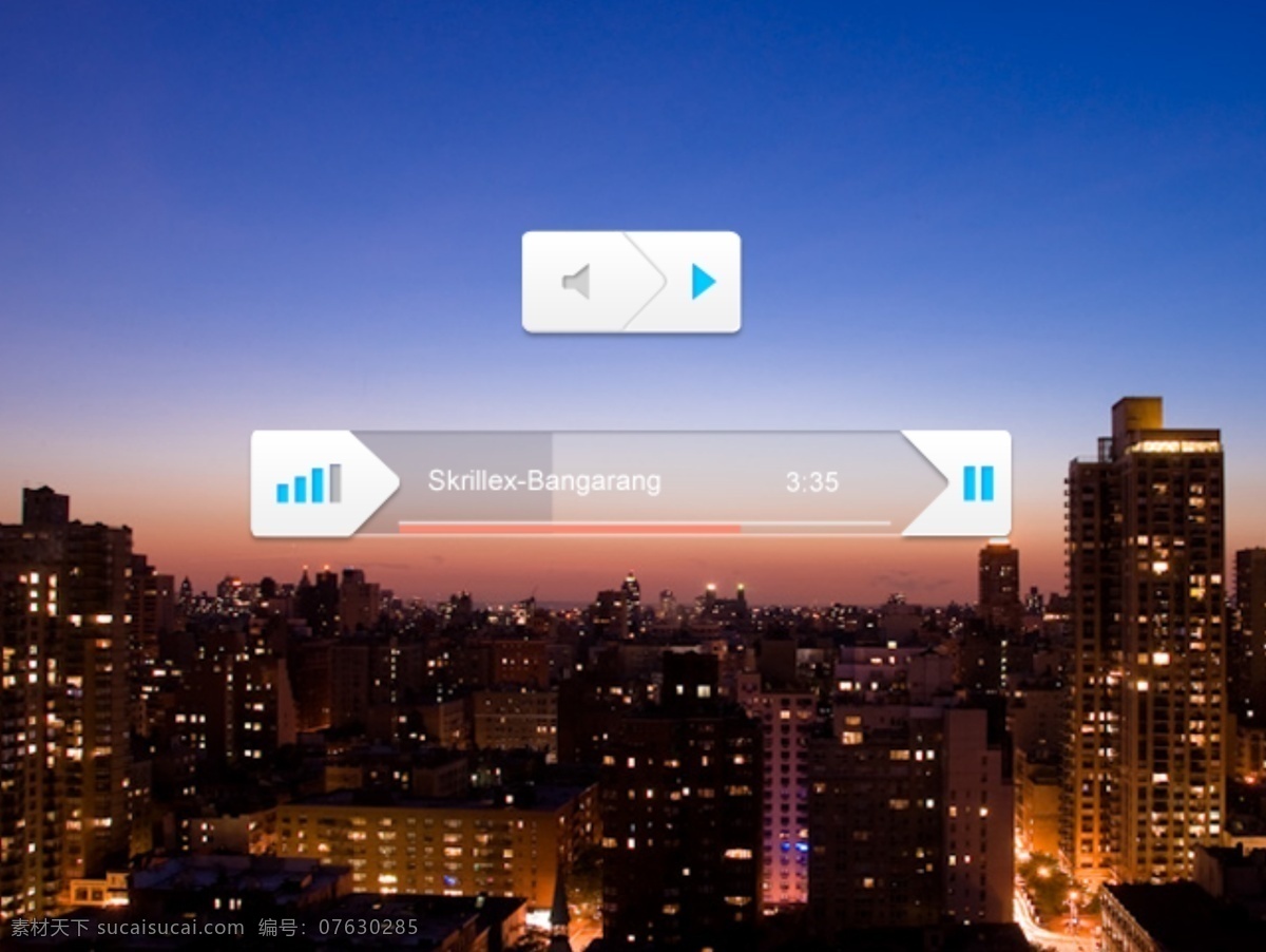 音乐 播放器 进度条 音乐播放器 音频 透明ui 播放条 psd源文件