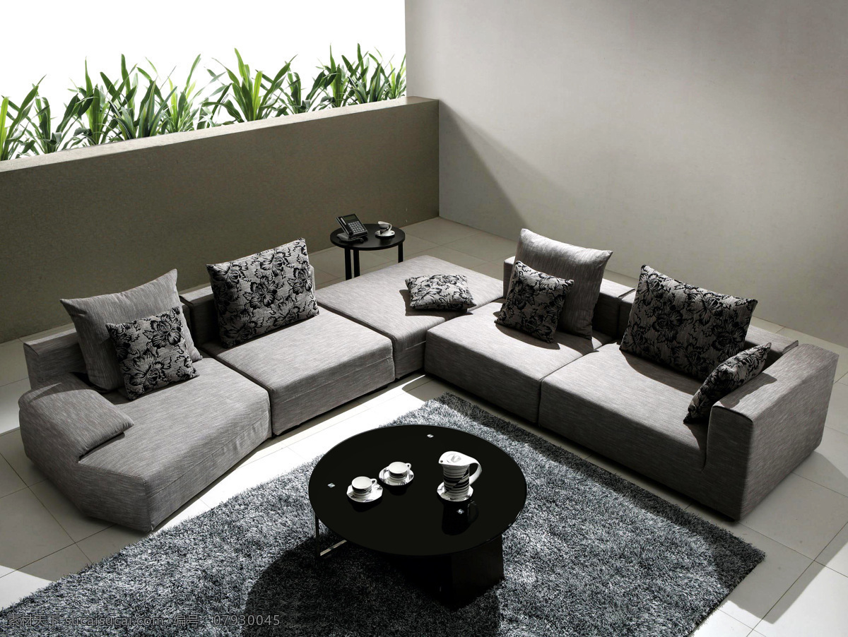 高 角度 布艺沙发 茶几 地毯 布艺沙发背景 家居装饰素材 室内设计