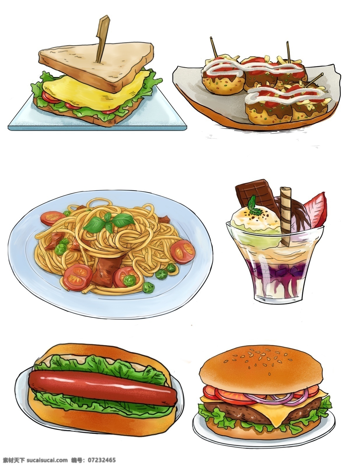 原创 手绘 风格 食物 套 图 商用 美食 西餐 冰淇淋 插画素材 食物素材 餐单 做饭 煮菜 中餐 手绘美食 插画美食 插画食物 手绘食物 三明治 章鱼小丸子 章鱼烧 意大利面 炒面 西红柿牛肉面 热狗 汉堡包 快餐