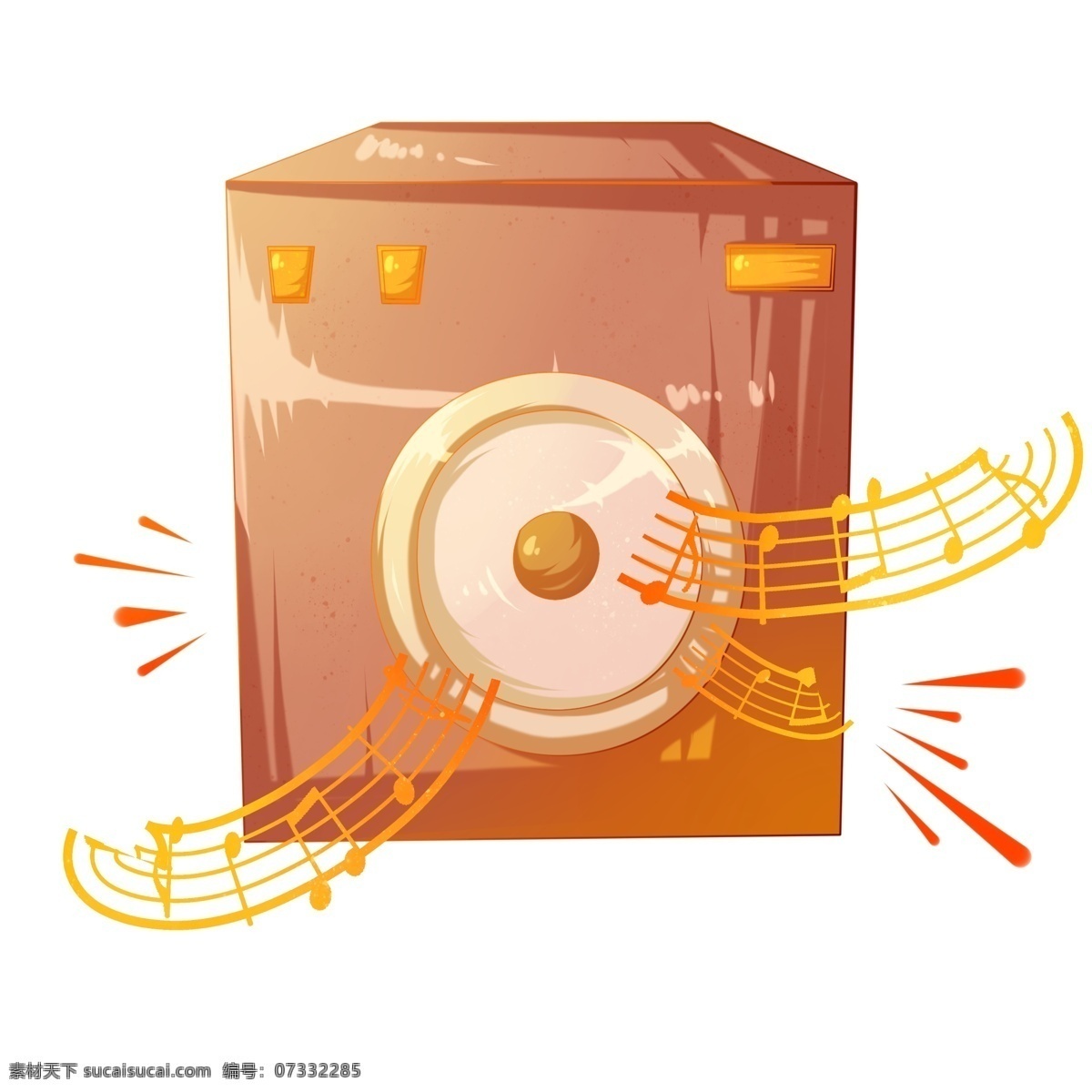 音乐 设备 音箱 插画 金色的音符 卡通插画 音乐插画 音乐演奏 音乐表演 音乐乐器 音乐的音箱