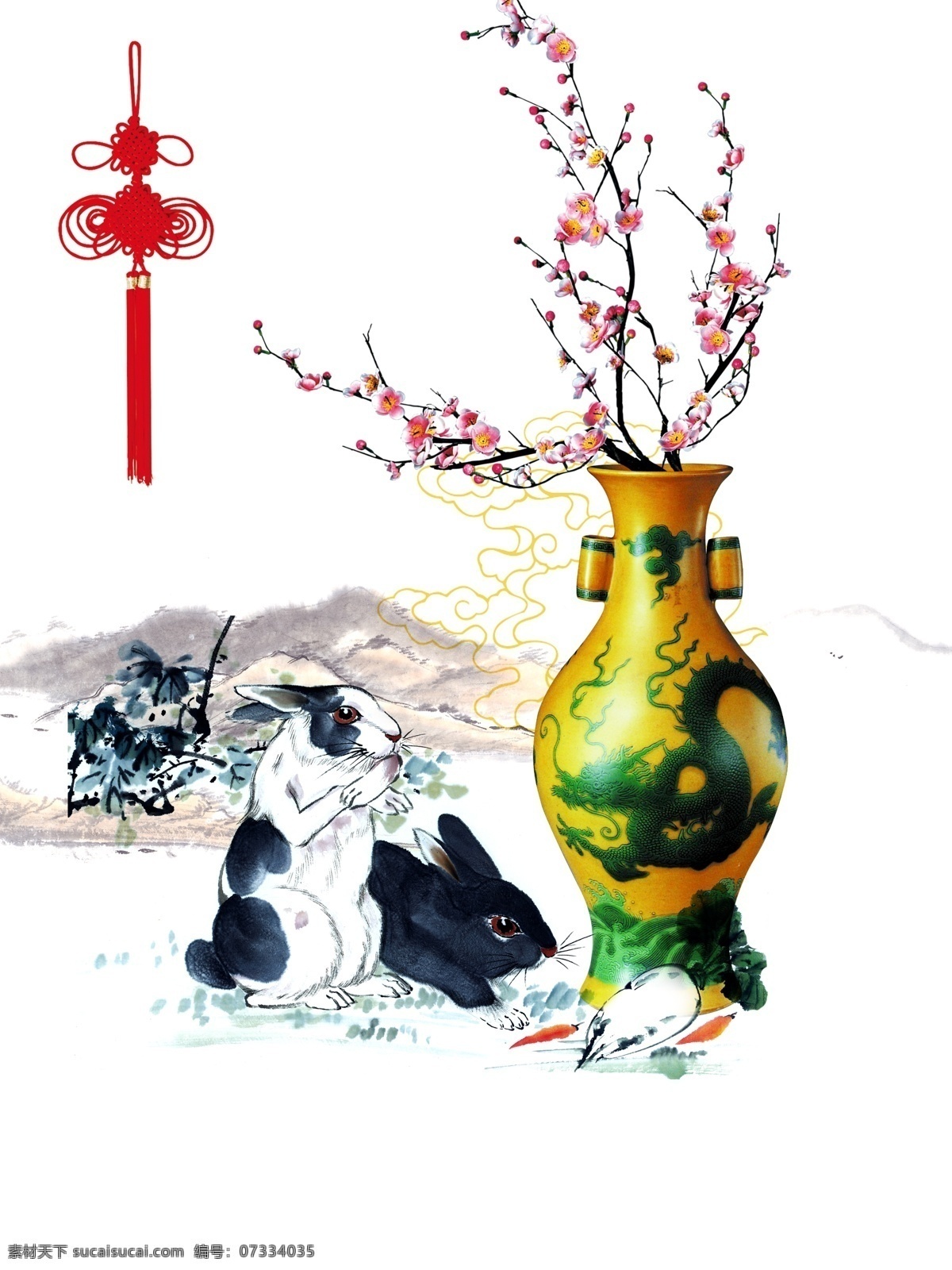 花瓶 节日素材 墨迹 山水 山水画 玉兔 源文件 枝条 玉兔素材下载 玉兔模板下载 中秋 中秋节 中国结 装饰素材 山水风景画