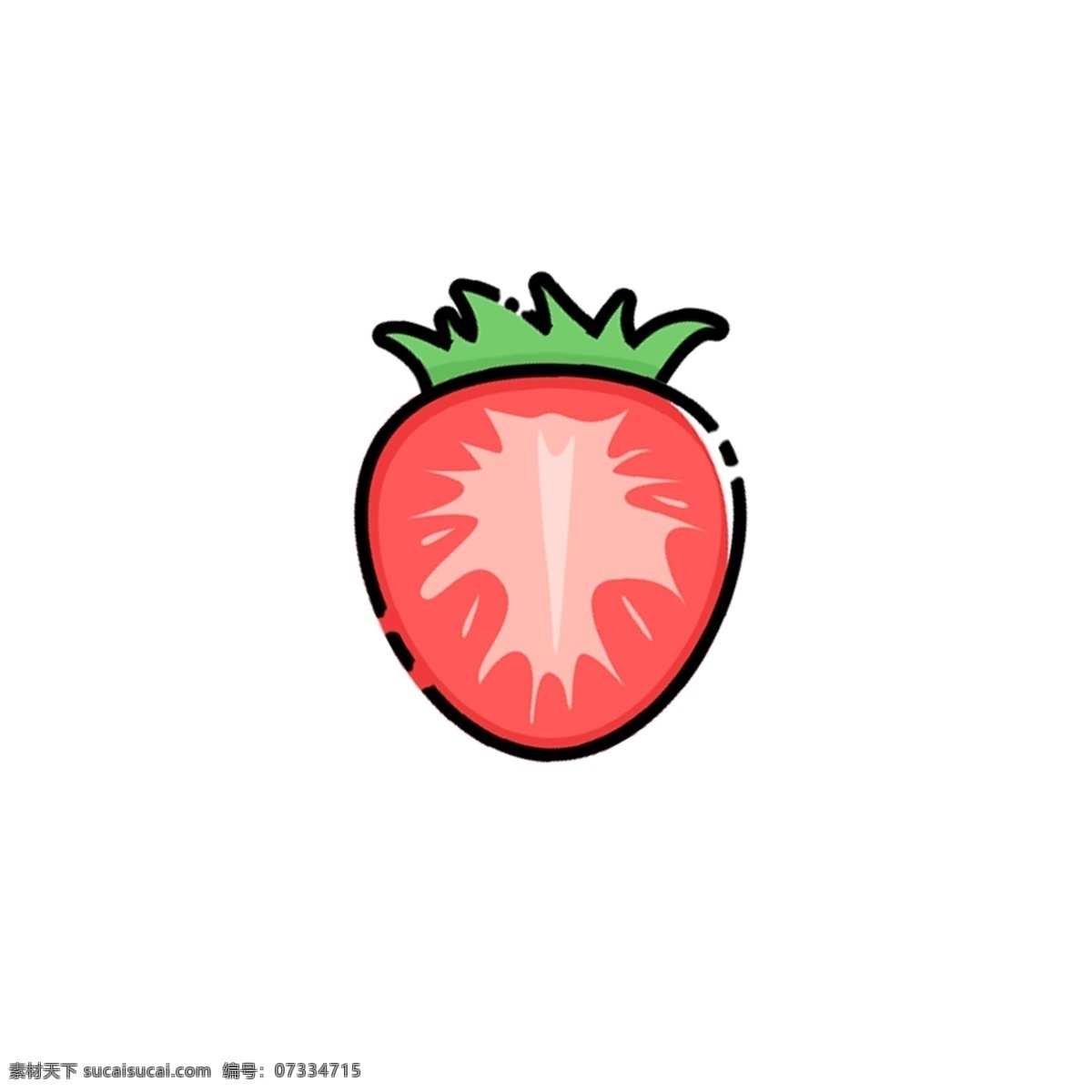 红色 手绘 卡通 草莓 切面 卡通草莓 手绘草莓 水果 粉色 绿色 果汁 奶油草莓