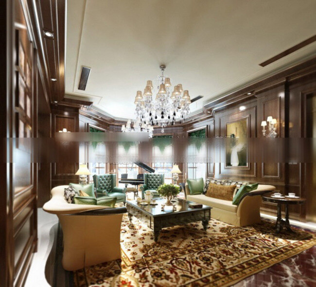 美式 别墅 客厅 3d 模型 3d模型下载 3dmax 欧式风格模型 白色模型 黑色
