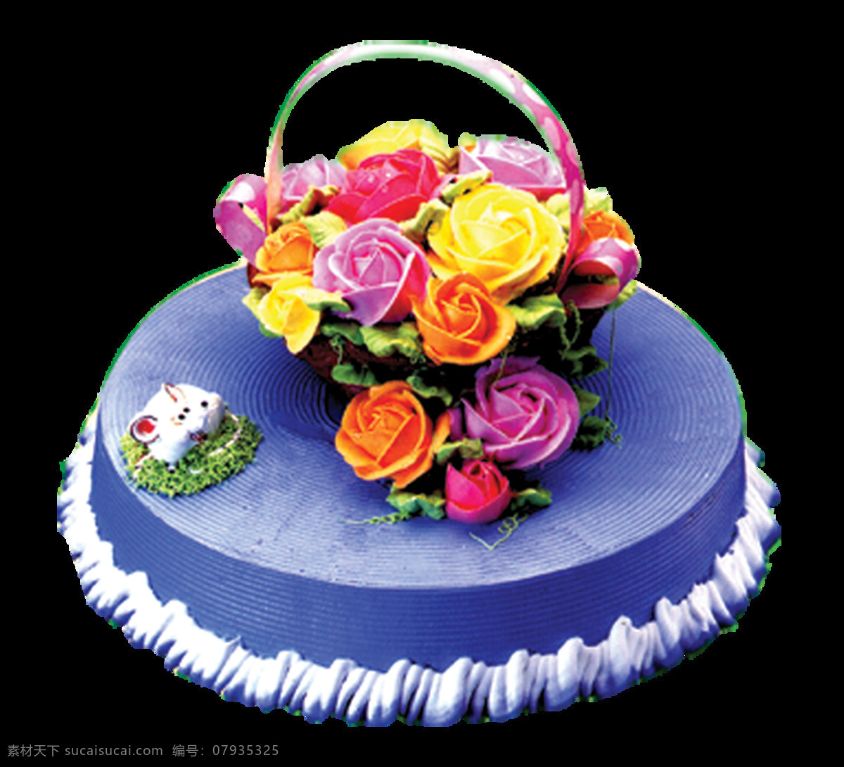 蓝色 奶油 花篮 蛋糕 png蛋糕 蛋糕图案 花朵蛋糕 节日蛋糕 蓝色蛋糕 奶油蛋糕 生日蛋糕