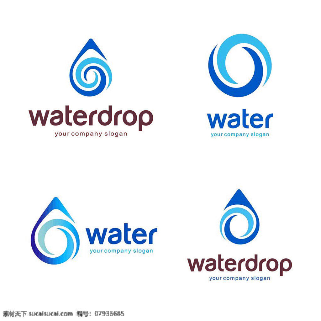 圆环 蓝色 水滴 标志 标签 英文标签 图标 矢量 水滴标签 圆环图标 企业图标 标志设计