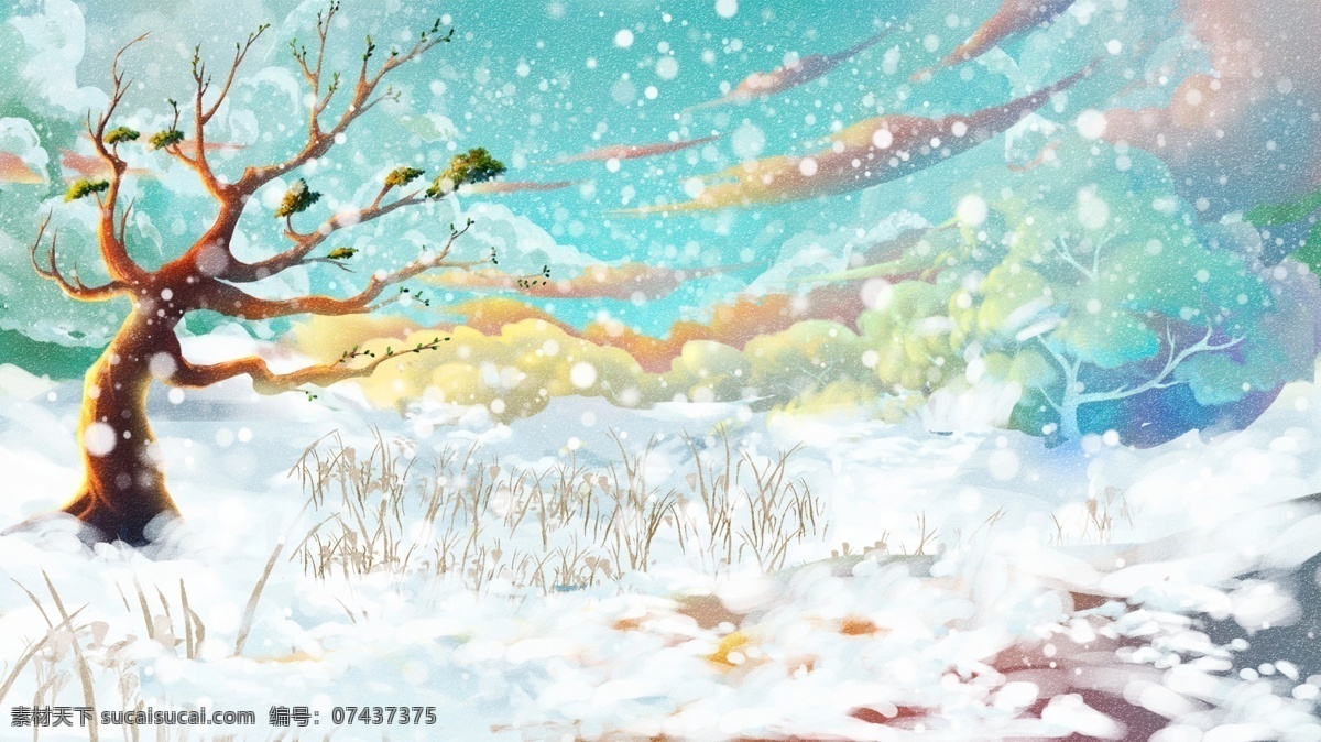 唯美 节气 小雪 雪地 树木 背景 下雪 雪花 雪山 二十四节气 中国风 大雪 大雪背景