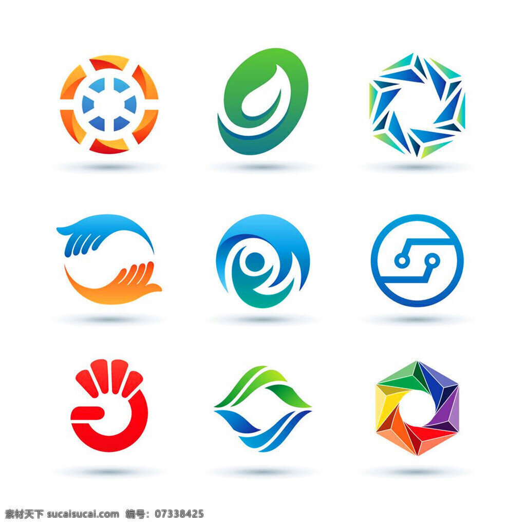圆环 六边形 标志 logo 创意logo 企业logo logo标志 矢量素材 标志设计 彩色标志 圆环标志 天气标志