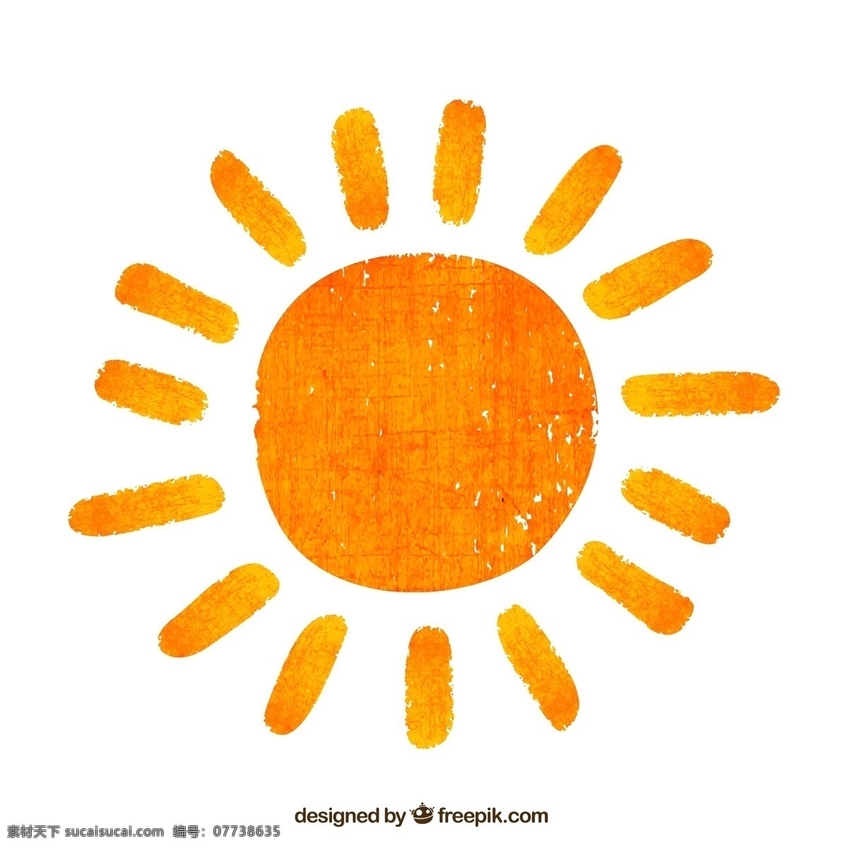 手绘太阳背景 水彩 邮票 太阳 油漆 绘制 绘画 阳光 冲压