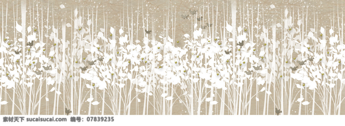 白色 树林 剪影 背景 banner