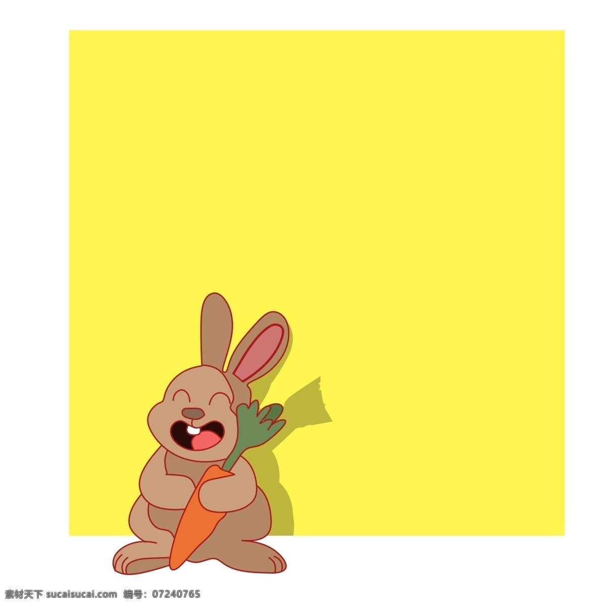 手绘 可爱 兔子 边框 可爱兔子 胡萝卜 黄色边框 正方形边框 动物边框 卡通 扁平风 重点