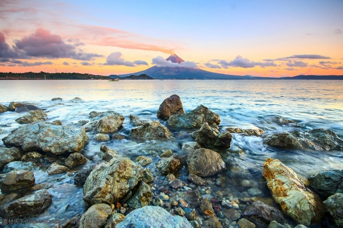 照片 海水 风光照 石头 海边 晚霞 自然景观 自然风景