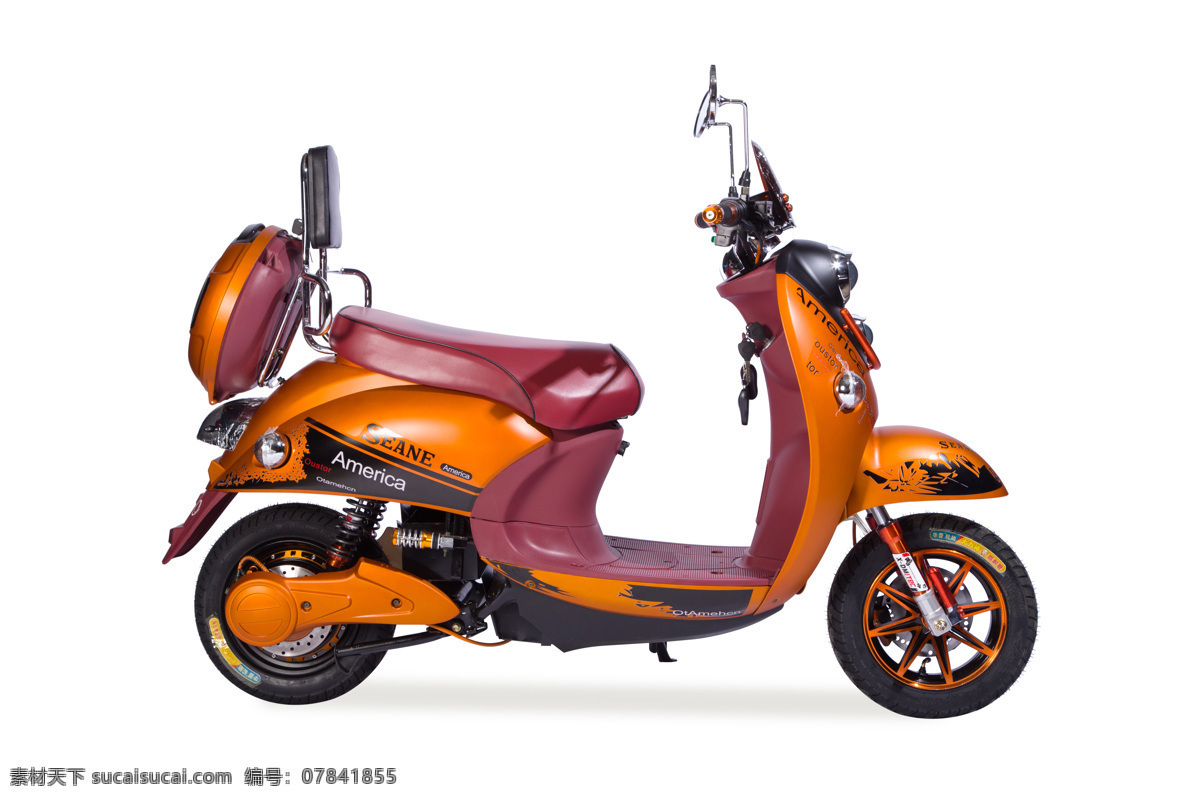 电瓶车 摩托车 踏板车 电摩托 交通工具 橙色电瓶车 车 助力车 自行车 现代科技