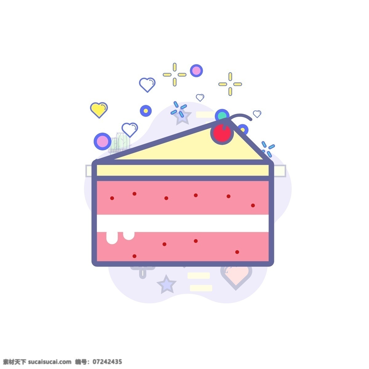 餐饮 食物 图标 几何 装饰 元素 面包 蛋糕 粉色