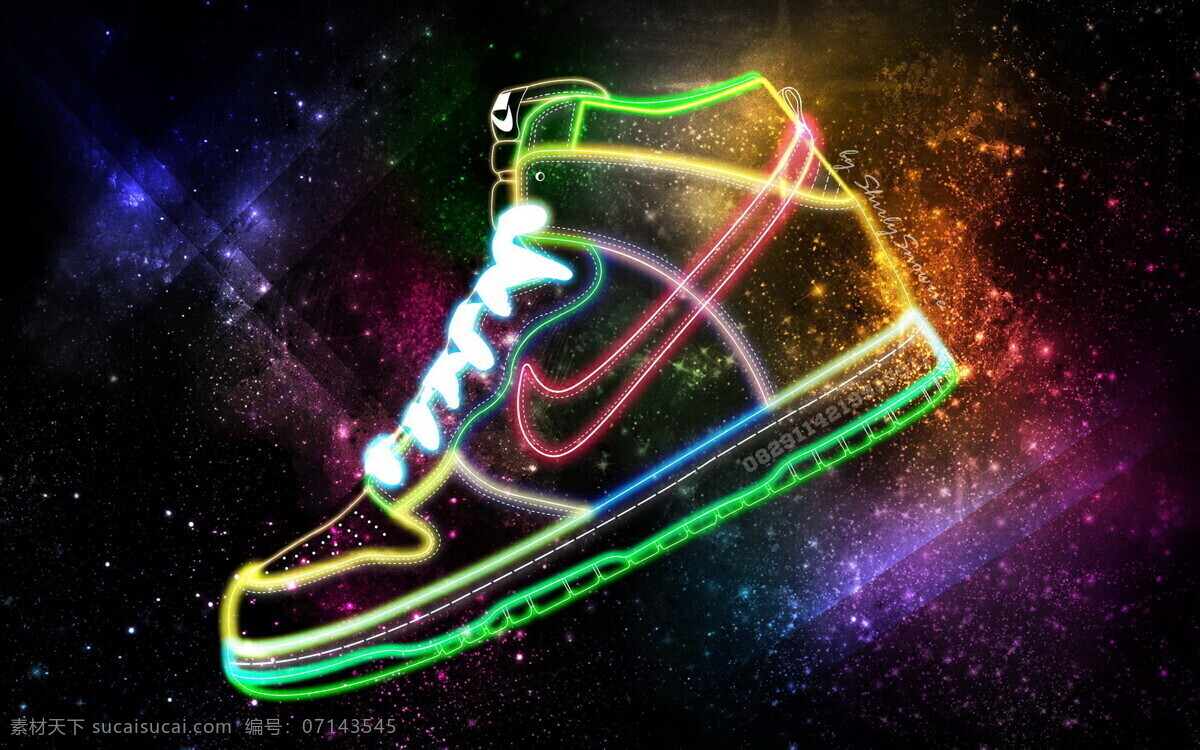 彩虹球鞋耐克 耐克logo 耐克 广告 星空 光效 logo nike 彩虹 美丽 星河 星系 银河