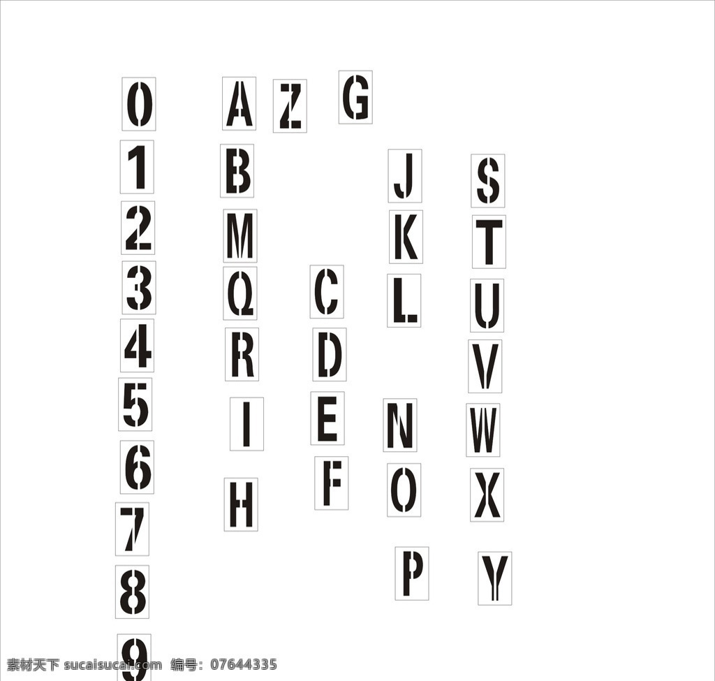 镂空 数字 字母 镂空数字 镂空字母 喷字专用 连襟 阿拉伯数字 英文字母 标志图标 其他图标