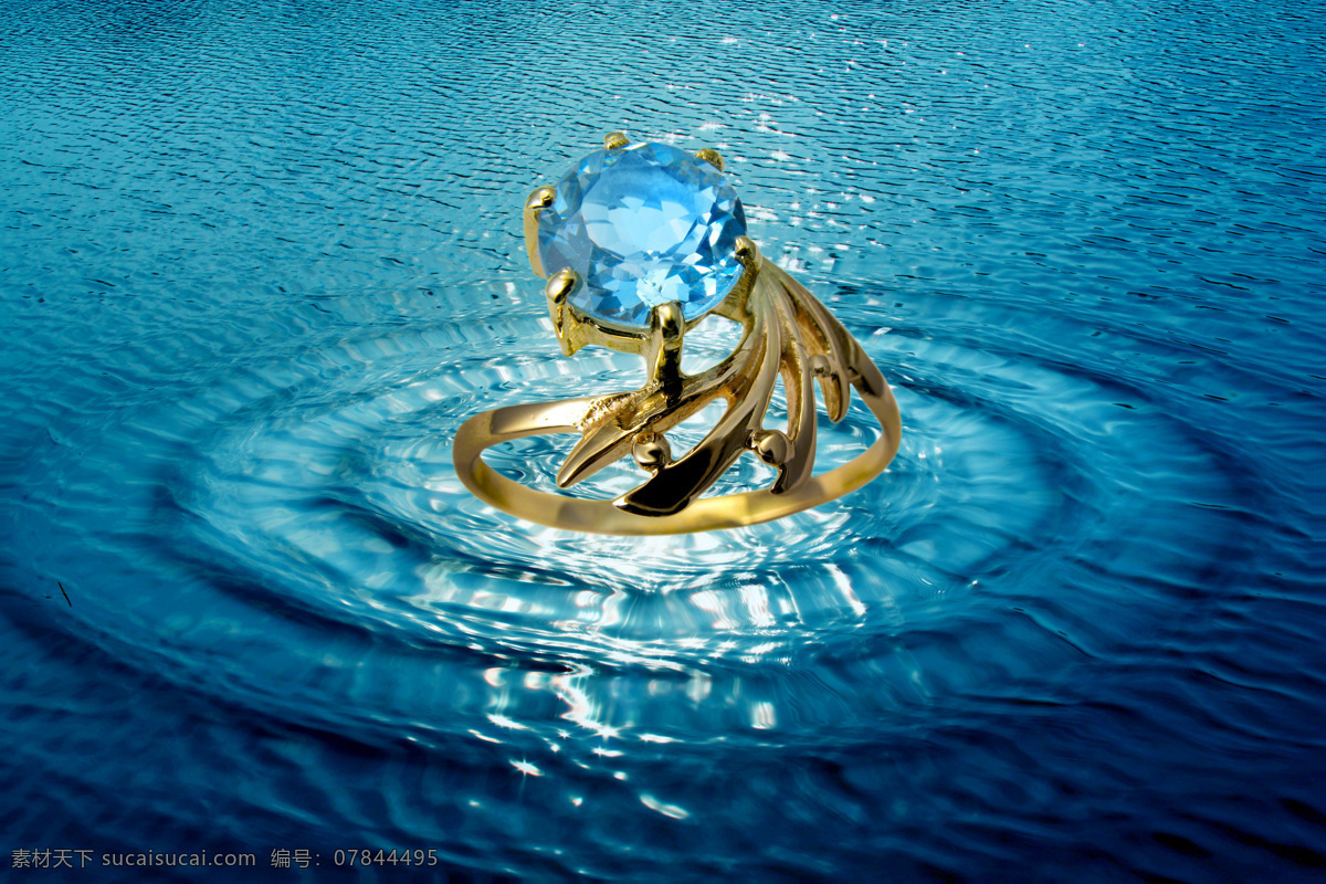 炫 酷 蓝宝石 戒指 唯美 炫酷 水中戒指 首饰 装饰 豪华 3d设计 青色 天蓝色