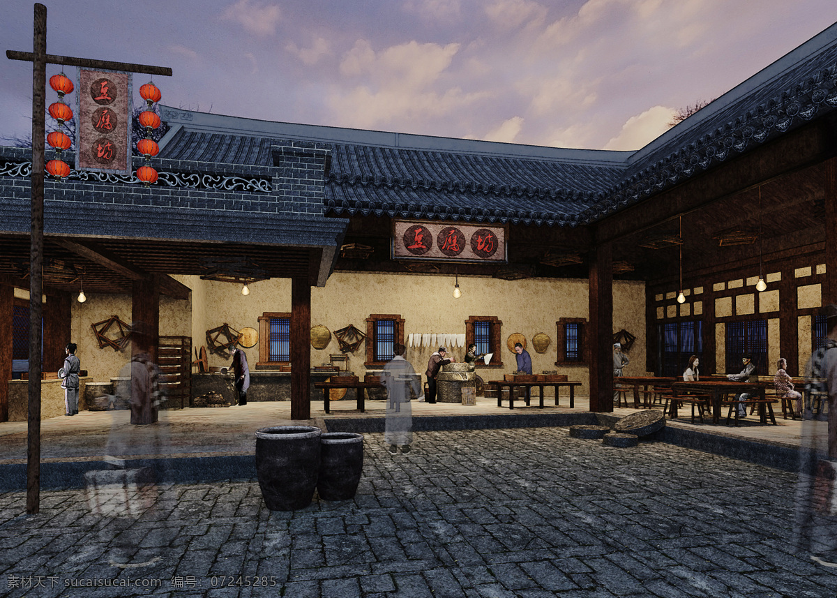 古典酒坊 古典 中国风 亭台楼阁 音乐 优雅 艺术 文化底蕴 古代 酒坊 3d设计 3d作品