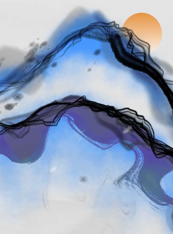 抽象背景墙 抽象线条 抽象山水 抽象画 抽象装饰画 新中式 新中式山水 中式山水 分层